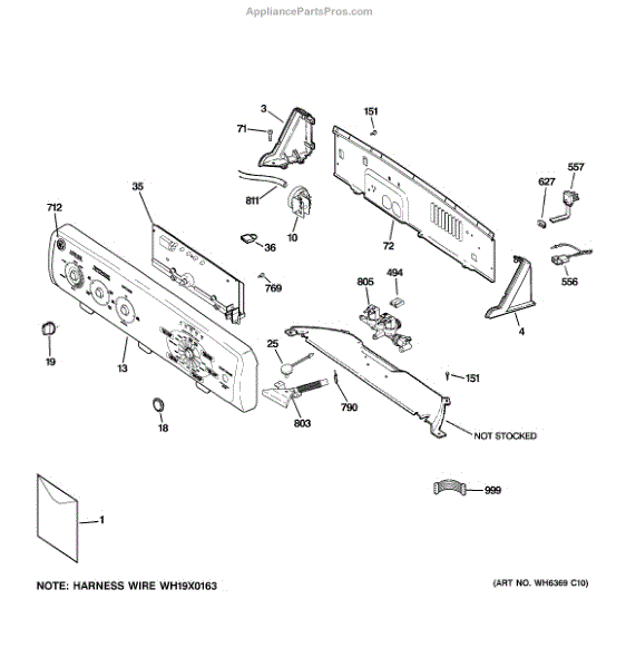 Parts for GE GTWN4250D1WS Controls & Backsplash Parts