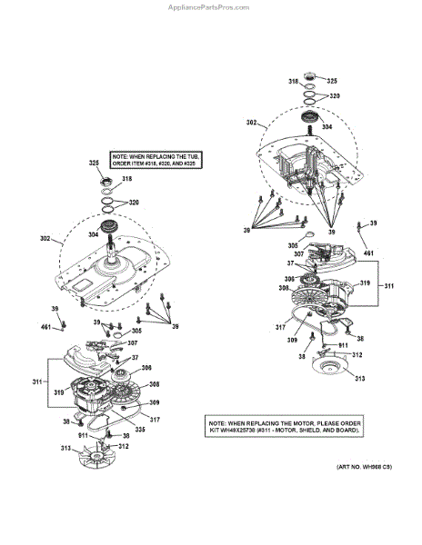 Parts for GE GUD27ESSJ0WW: Motor & Drive Assembly Parts