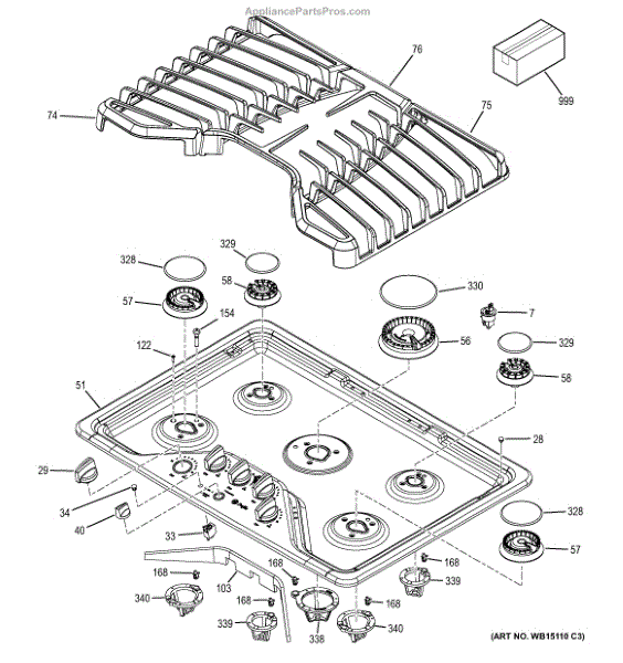 Parts for GE PGP953SET2SS Control Panel & Cooktop Parts