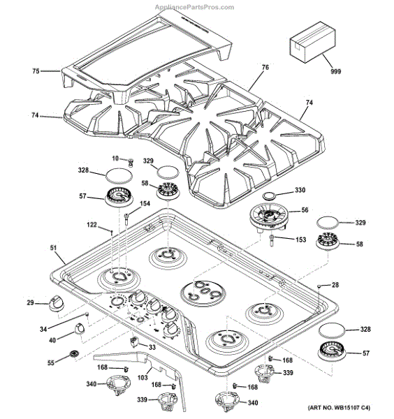 Parts for GE CGP350SET2SS Control Panel & Cooktop Parts