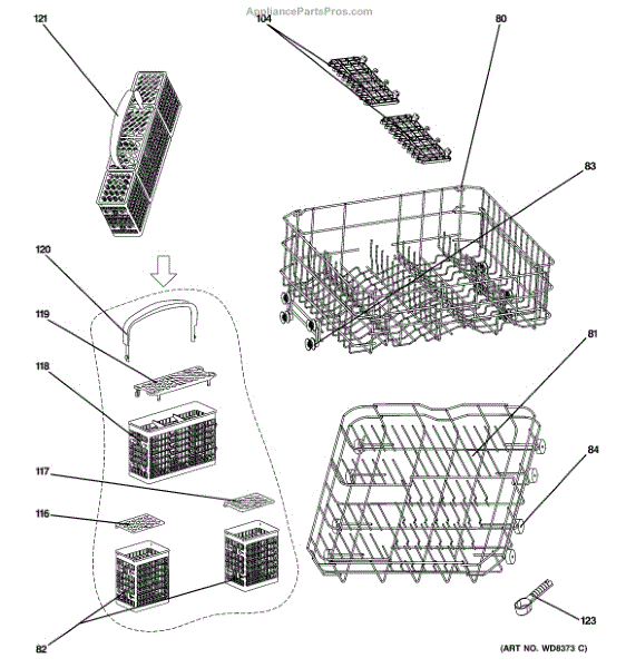 Parts for GE GLDT696J00SS Rack Assemblies Parts