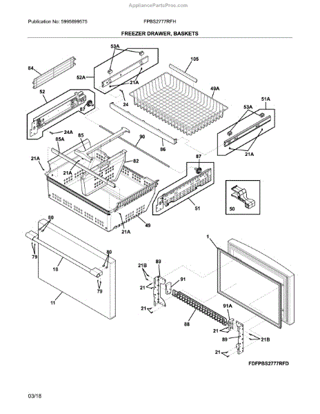 Parts for Frigidaire FPBS2777RFH: Freezer Drawer Parts ...