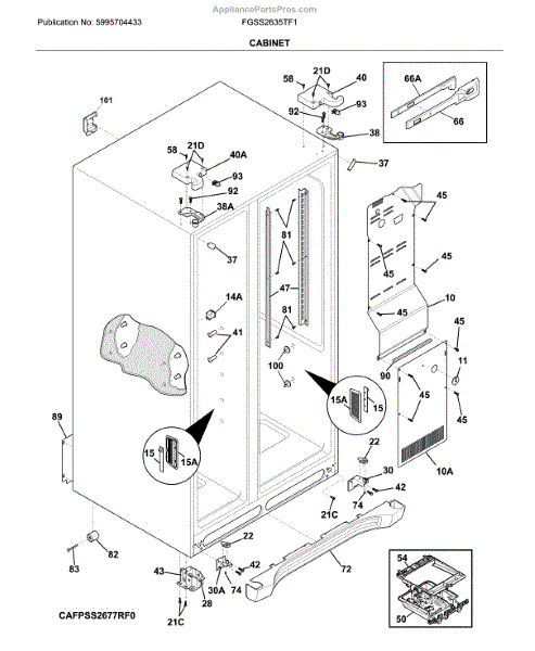 Parts for Frigidaire FGSS2635TF1: Cabinet Parts - AppliancePartsPros.com