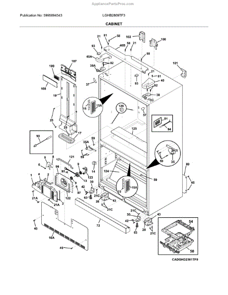 Parts for Frigidaire LGHB2869TF3: Cabinet Parts - AppliancePartsPros.com