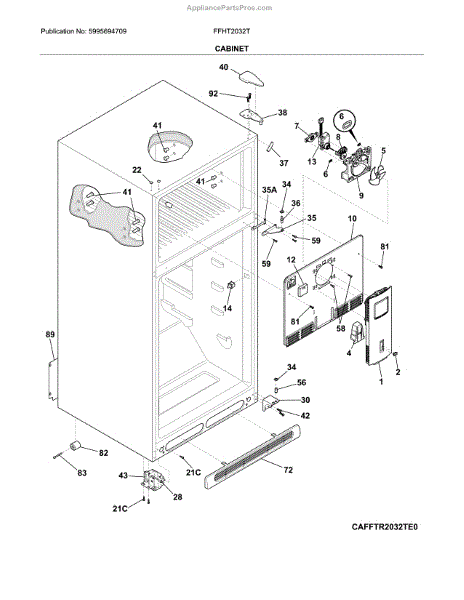 Parts for Frigidaire FFHT2032TP1: Cabinet Parts - AppliancePartsPros.com