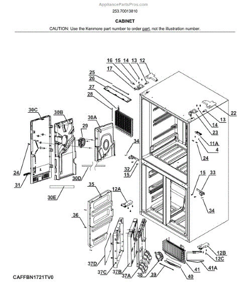 Parts For Kenmore 253.70013810 (25370013810, 253 70013810): Cabinet 