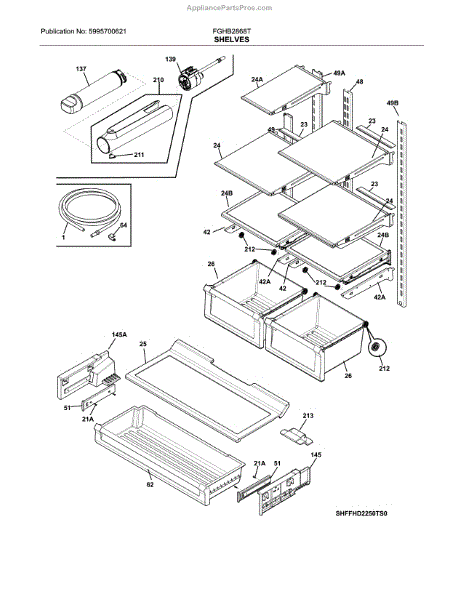 Parts for Frigidaire FGHB2868TF1: Shelves Parts - AppliancePartsPros.com