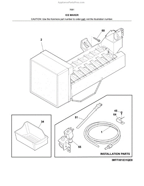 Parts for Kenmore 253.70813710 (25370813710, 253 70813710): Ice Maker ...