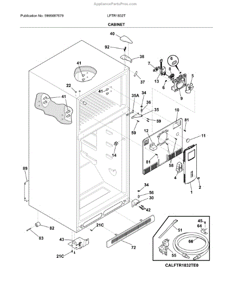 Parts for Frigidaire LFTR1832TF0: Cabinet Parts - AppliancePartsPros.com