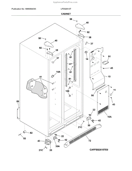 Parts for Frigidaire LFSS2612TE0: Cabinet Parts - AppliancePartsPros.com