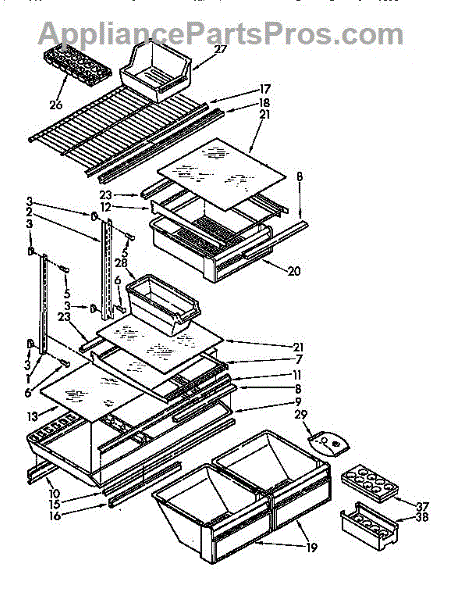 Parts for Kenmore 106.9730610 (1069730610, 106 9730610): Shelf Parts ...