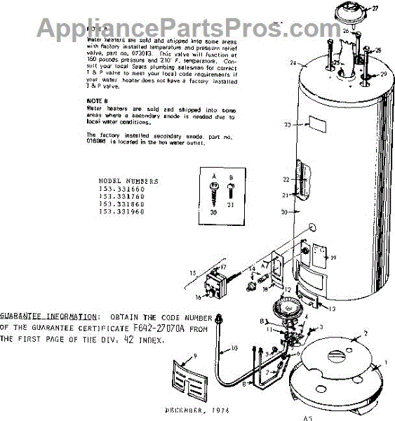 Parts for Kenmore 153.331660 (153331660, 153 331660): Replacement Parts ...