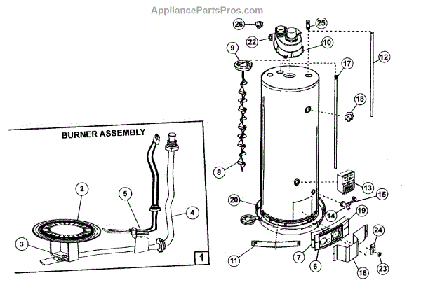 Parts for Kenmore 153.332050 (153332050, 153 332050): Water Heater ...