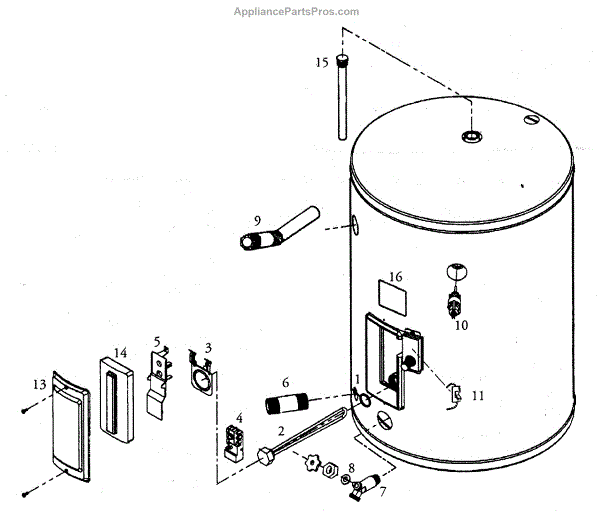 Parts for Kenmore 153.316330 (153316330, 153 316330) Water Heater Parts