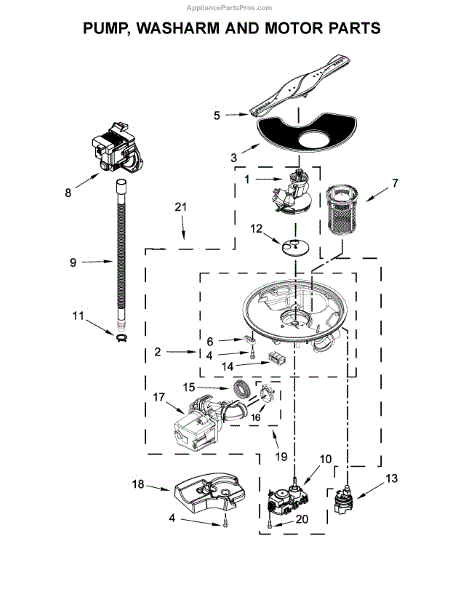 Parts for Kenmore 665.13543N414 (66513543N414, 665 13543N414): Pump ...