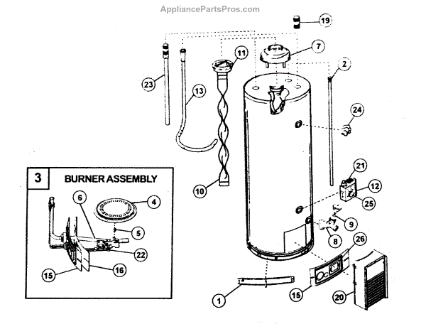 Parts for Kenmore 153.331543 (153331543, 153 331543): Water Heater ...