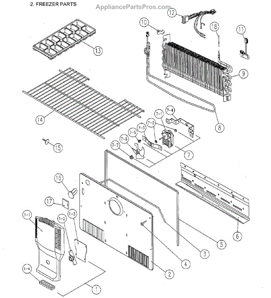 Parts for Kenmore 111.61212610 (11161212610, 111 61212610): Freezer ...