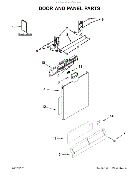 Parts for Kenmore 665.14523N611 (66514523N611, 665 14523N611): Door and ...