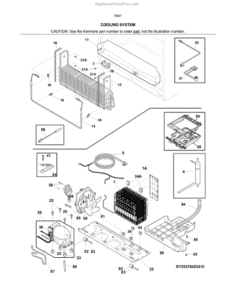 Parts for Kenmore 253.70413418 (25370413418, 253 70413418): Cooling ...