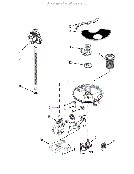 Parts for Kenmore 665.13269K114 (66513269K114, 665 13269K114): Pump ...