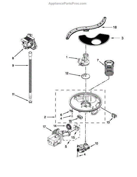 Parts for Kenmore 665.13273K115 (66513273K115, 665 13273K115): Pump ...