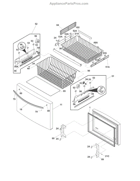 Parts for Kenmore 253.70313211 (25370313211, 253 70313211): Freezer ...