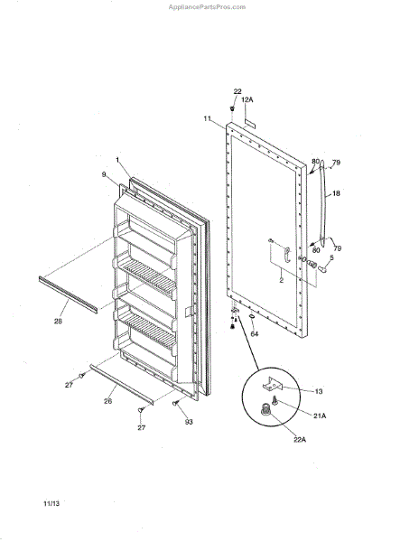 Parts for Kenmore 253.28732C2 (25328732C2, 253 28732C2): Door Parts ...