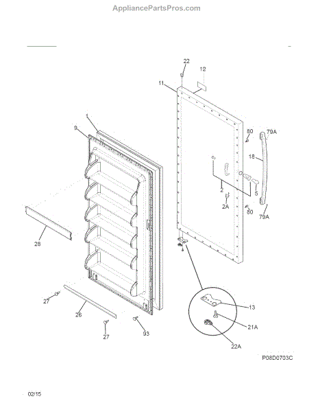 Parts for Kenmore 253.22742410 (25322742410, 253 22742410): Door Parts ...