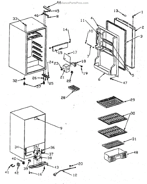 Parts for Kenmore 564.94372400 (56494372400, 564 94372400): Cabinet ...