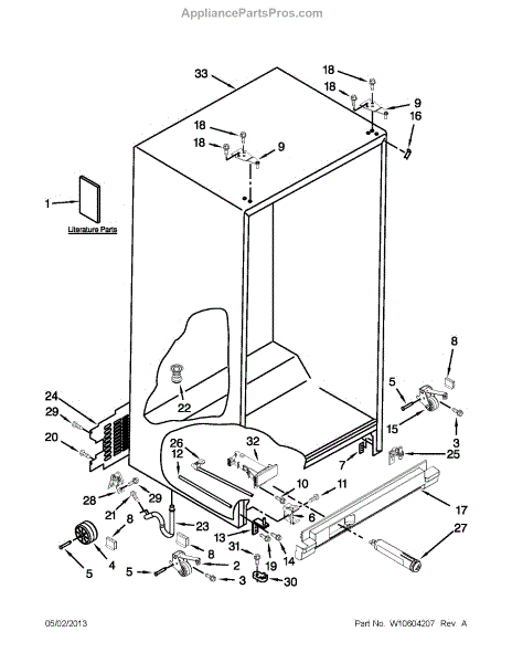 Parts for Kenmore 106.50023211 (10650023211, 106 50023211): Cabinet ...