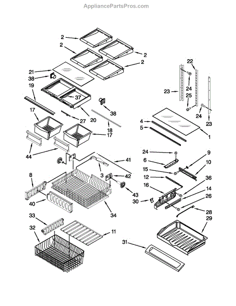 Parts for Kenmore 596.72013017 (59672013017, 596 72013017): Shelf Parts ...