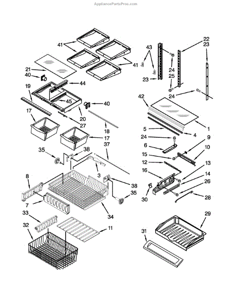 Parts for Kenmore 596.72002015 (59672002015, 596 72002015): Shelf Parts ...