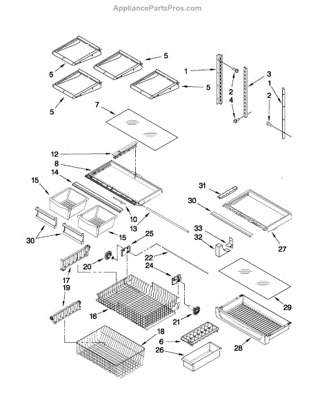 Parts for Kenmore 596.69982011 (59669982011, 596 69982011): Shelf Parts ...