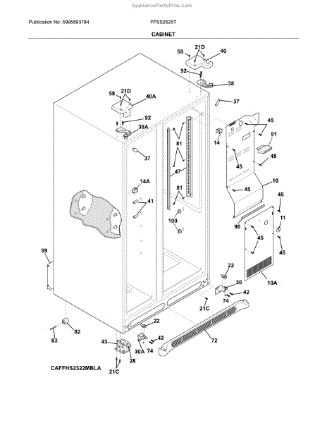 Parts for Frigidaire FFSS2625TS0: Cabinet Parts - AppliancePartsPros.com