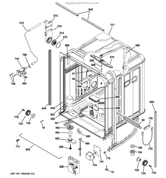 Parts for GE GDWF160V55SS: Body Parts - AppliancePartsPros.com