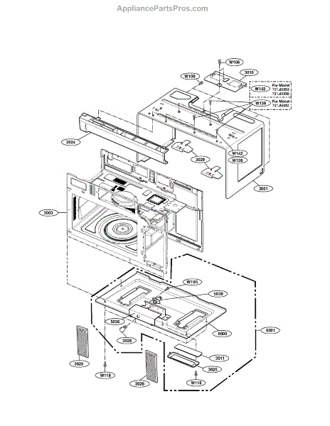 Parts for Kenmore 721.85033111 (72185033111, 721 85033111): Oven Cavity ...