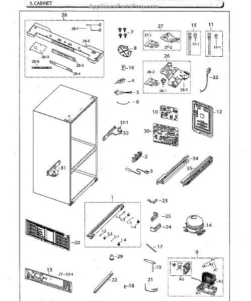 Parts for Samsung RF260BEAESG/AA-01: Cabinet Parts - AppliancePartsPros.com