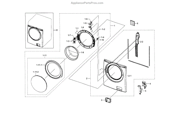 Parts for Samsung WF330ANW/XAA-06: Frame Front & Door Parts