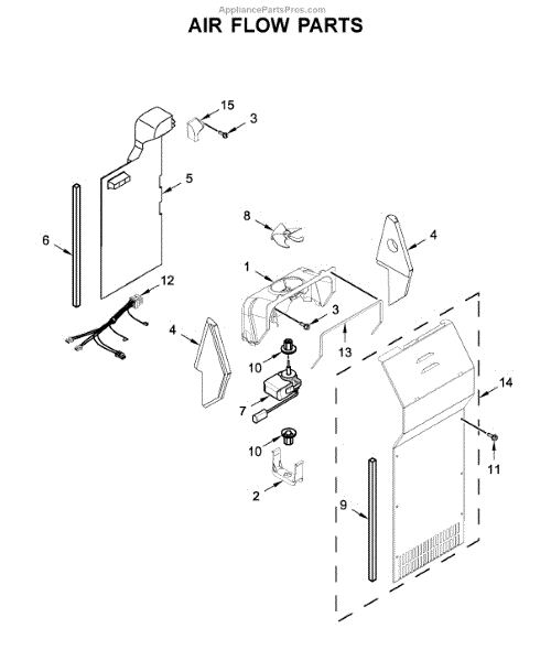 Parts for Whirlpool WRSA15SNHN01 Air Flow Parts
