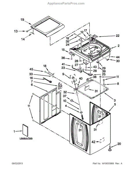 Parts for Kenmore 110.28102310 (11028102310, 110 28102310): Top and ...