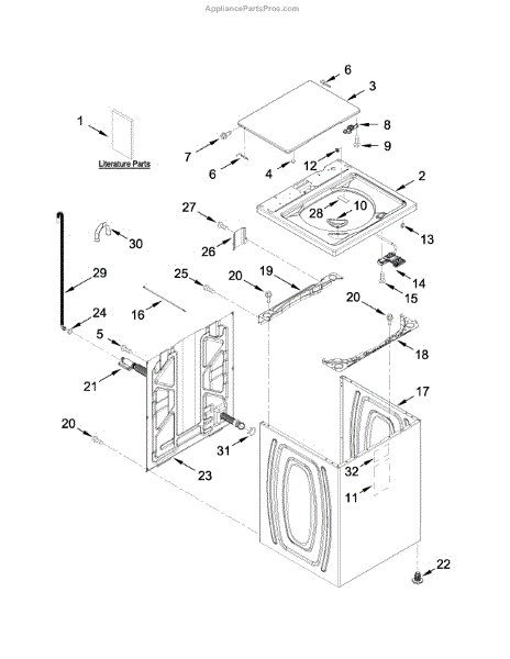 Parts For Kenmore 110.25132411 (11025132411, 110 25132411): Top And ...