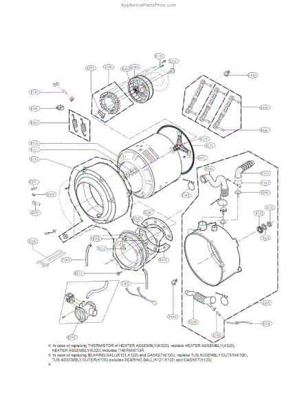 Parts for Kenmore 796.41379211 (79641379211, 796 41379211): Drum and ...