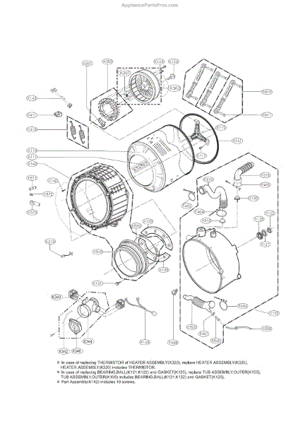 Parts for Kenmore 796.41182311 (79641182311, 796 41182311): Drum and