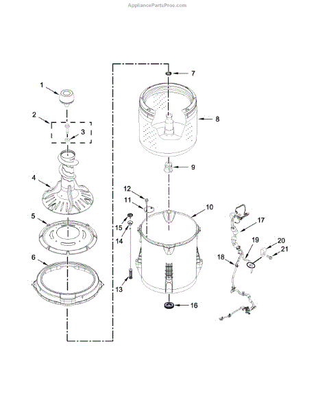 Parts for Kenmore 110.22332510 (11022332510, 110 22332510): Basket and ...