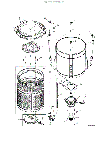 Parts for Kenmore 417.71712510 (41771712510, 417 71712510): Motor / Tub ...