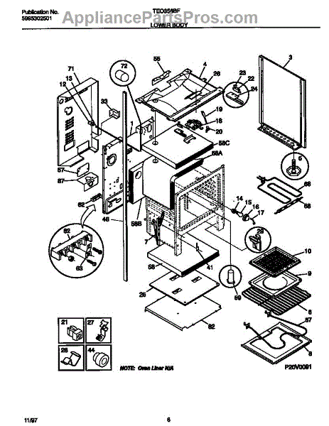 Parts for Frigidaire TEO356BFW1: Lower Body Parts - AppliancePartsPros.com