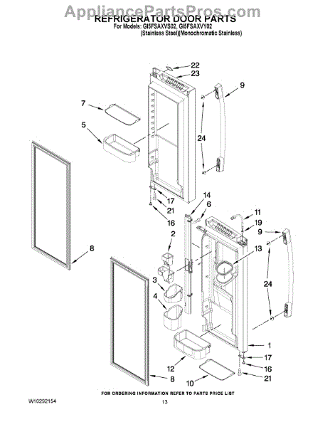 Parts for Whirlpool GI5FSAXVY02: Refrigerator Door Parts ...