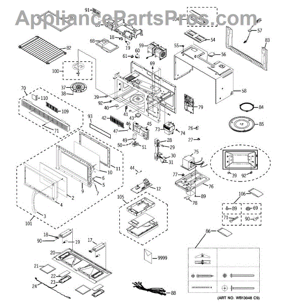 Parts for GE JVM1441BH02 Microwave Parts