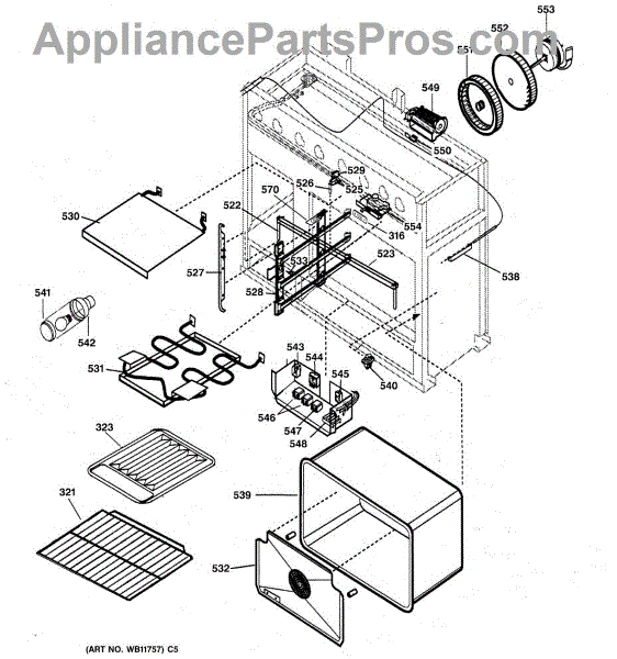 Parts for GE ZDP36N4DD2SS Oven Assembly Parts