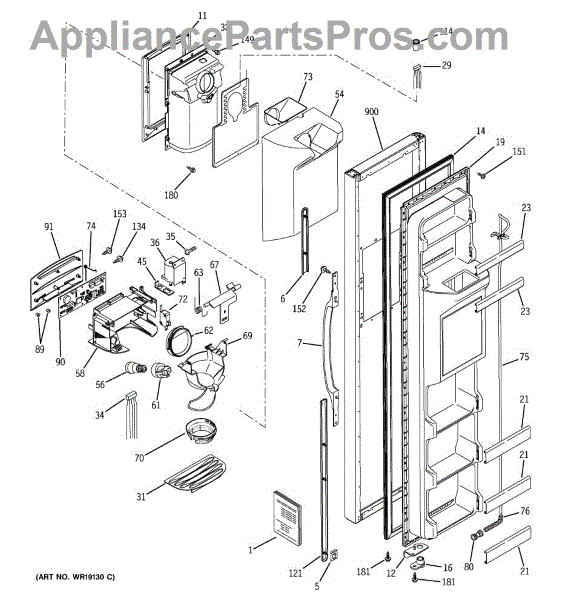 Parts for GE DSS25PFMDWW: Freezer Door Parts - AppliancePartsPros.com